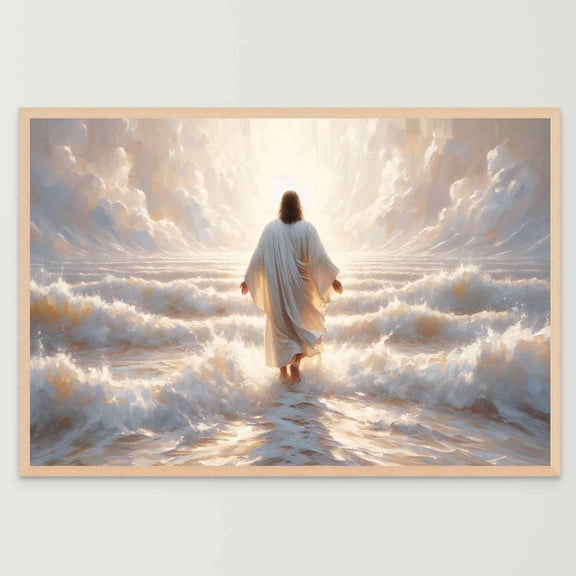 His Miracle, Christian Art, Jesus Walking On Water, Jesus Picture, Painting, Bible Wall Art, Jesus Painting, Jesus Art, Christian Prints UNFRAMED PAPER POSTER, Home Decor, Vintage Gift