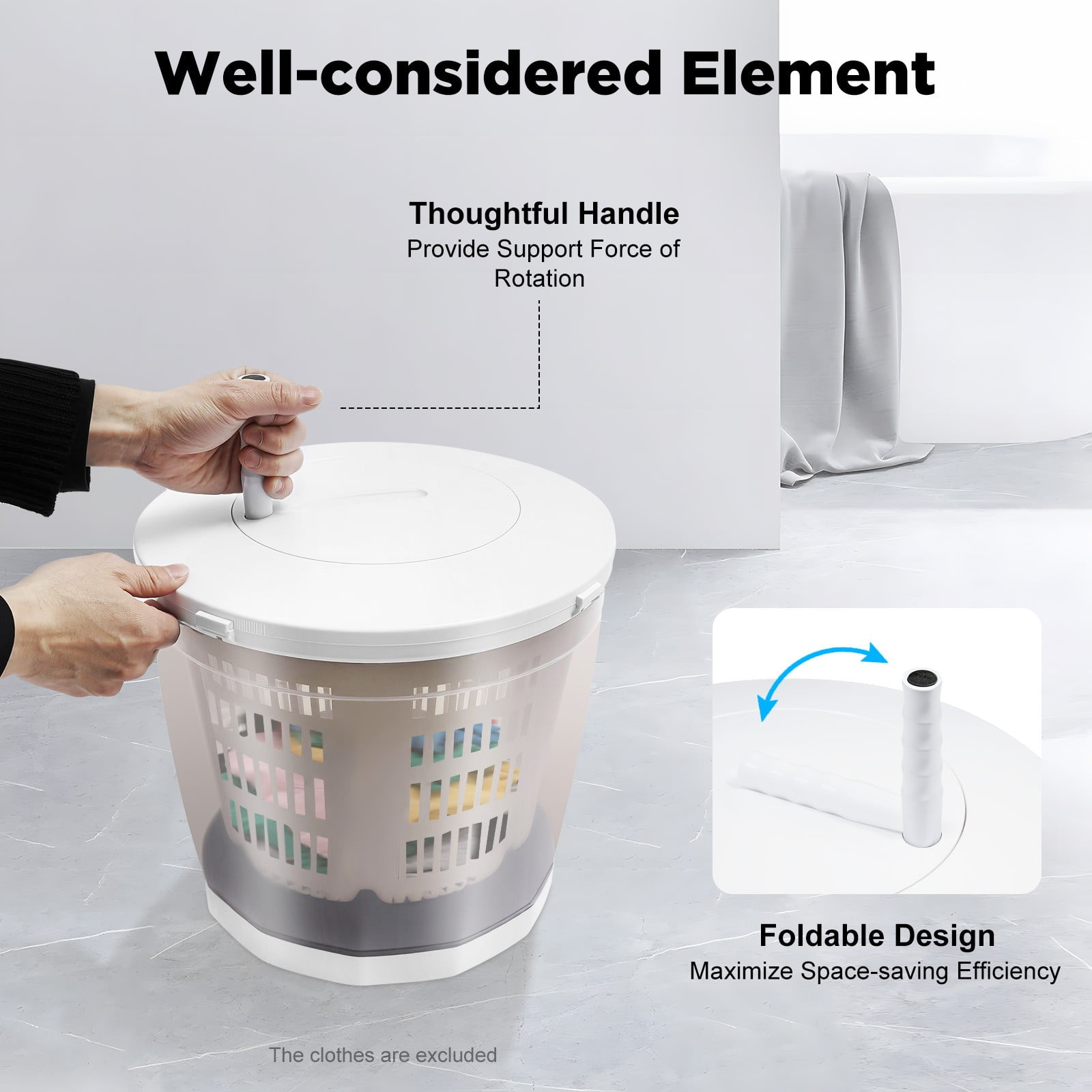 Portable Washing Machine, 2 in 1 Manual Non-Electric Washing Machine, Clothes Spin Dryer, Small Washer for Baby Clothes, Underwear or Small Items, Apartment, Dorm, Camping, RV Travel laundry (Grey)