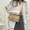 thumbnail image 4 of Bolso cruzado con solapa de Color puro de cuero PU para mujer a la moda, Vintage para mujer, 4 of 5
