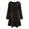 thumbnail image 4 of LNWUY Linen Maxi Dress for Women V Neck Long Sleeve Solid Color Beach Vacation Dresses Spring Summer Dresses Black S, 4 of 8