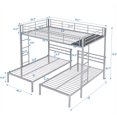 thumbnail image 2 of Harper & Bright Designs 3 in 1 Bunk Bed Full Over Twin & Twin Size Bunk Bed for Boys Girls, Metal Bunk Bed Frame with Built-in Shelf, Silver, 2 of 12