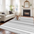 thumbnail image 2 of 5'x8' Area Rugs, Black White Striped Indoor Outdoor Area Rug for Living Room Bedroom, Modern Farmhouse Geometric Washable Bathroom Rugs Kitchen Floor Carpet Mats Home Decor Aesthetic, 2 of 8