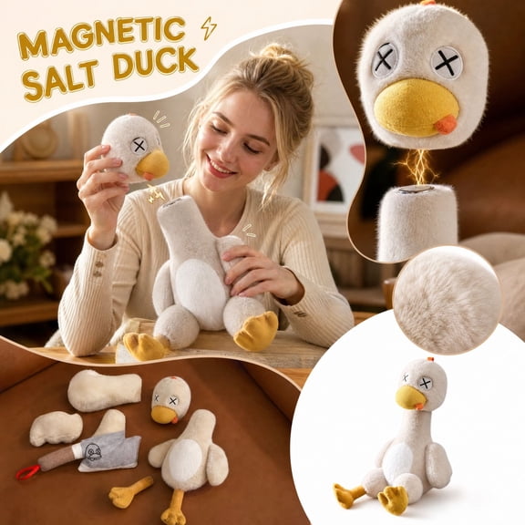 Magnetic Salted Duck Plush Toy,Detachable Soft Stress Relief Stuffed Animal Plush with Magnetic Snap, Perfect Gift.