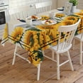 thumbnail image 4 of Bathing Roosters Rectangle Tablecloth, Farmhouse Sunflower Vintage Burlap Waterproof & StainResistant Tablecloth, Washable Oil-proof Table Cover for Dining/Party/Wedding/Camping/Buffet 60x120 In, 4 of 9