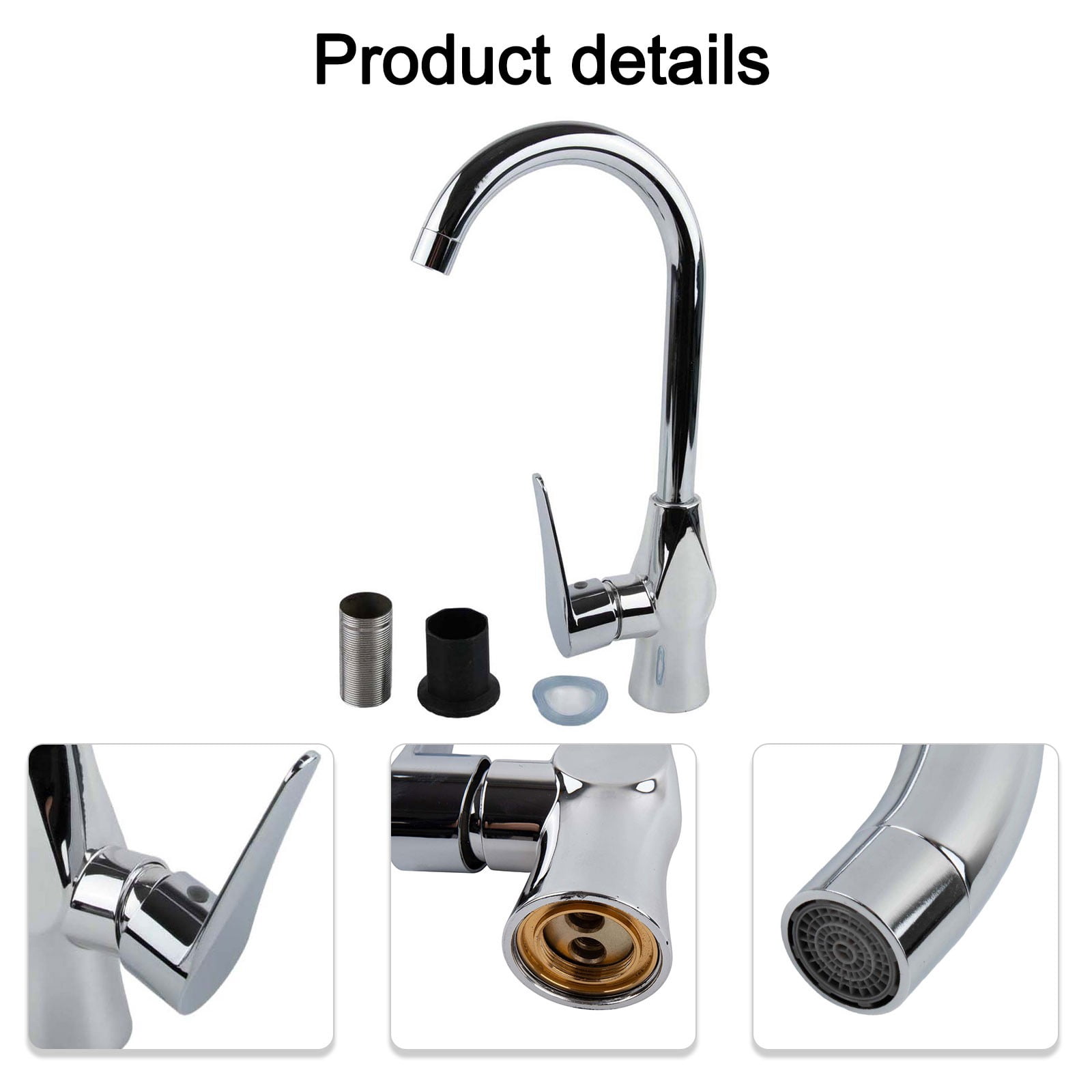 Kitchen Polished Chrome Plated Swivel Basin Sink Cold Hot Mixer Tap