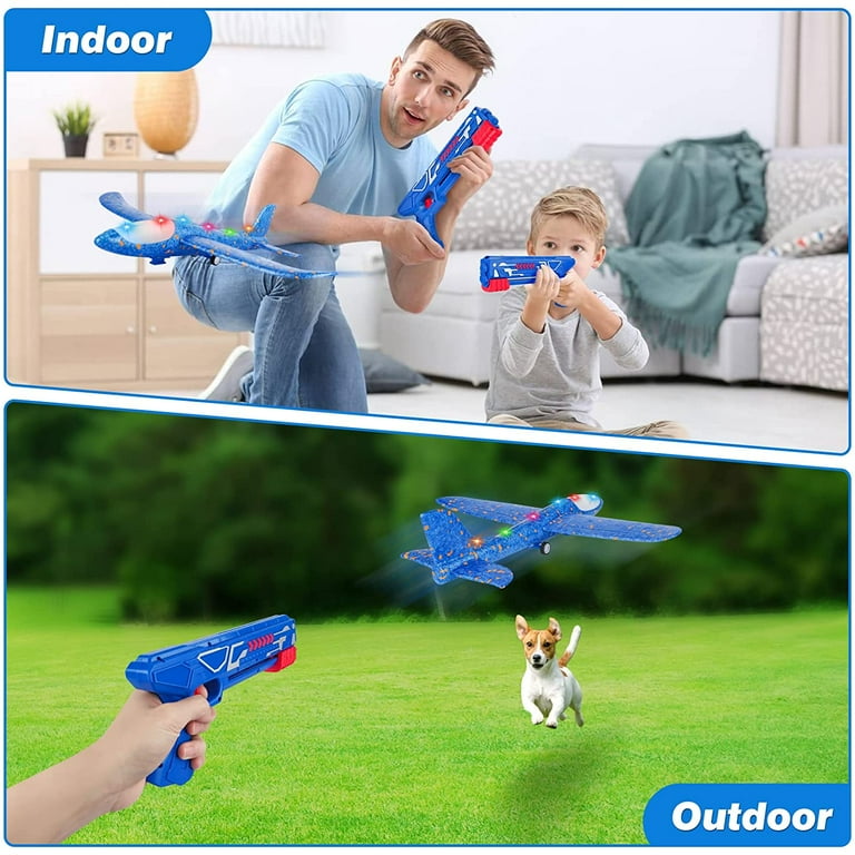 thinkstar 3 Pack Airplane Toy With Launcher: 2 Flight Modes Foam Plane Toys  For Boys Age 8-12 - Flying Outdoor Toys For Kids Ages 4-…