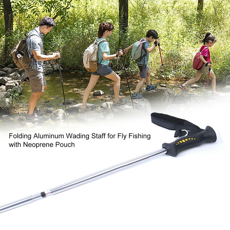 backpacking fly fishing pole Fly Fishing Rod with Pouches Outdoor Hiking Fishing Accessories Light  Weight Folding Alumimum Alloy Wading Staff