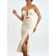 thumbnail image 6 of KelaJuan Women Slip Dress, Sleeveless Backless Slit Dress Hollowed Drawstring Summer Long Dress for Cocktail Party, 6 of 6