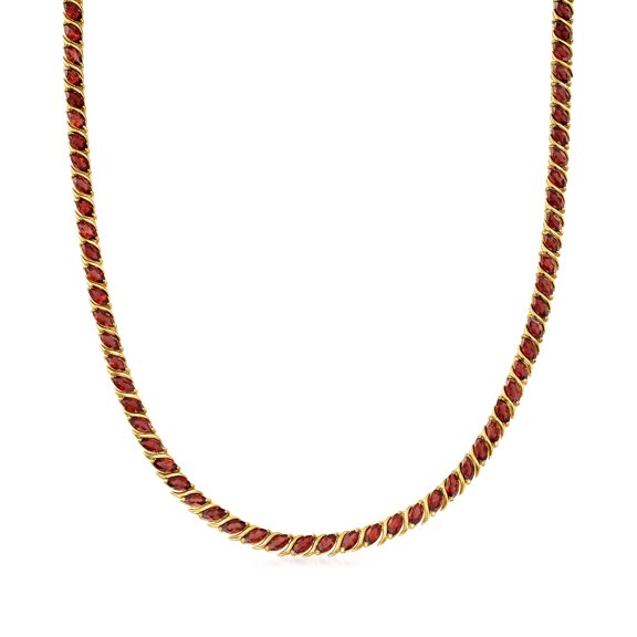 Ross-Simons 20.00 ct. t.w. Garnet Tennis Necklace in 18kt Yellow Gold Over Sterling Silver, Women's, Adult