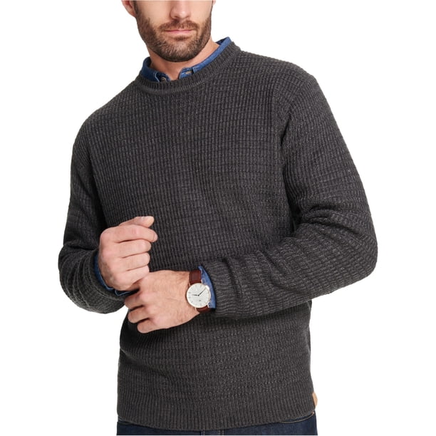 Suéter resistente a la intemperie con textura vintage para hombre, gris, XX-Large