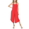 thumbnail image 2 of SSOULM Women's Pleated Spaghetti Strap Wide Leg Palazzo Capri Jumpsuit with Plus Size, 2 of 6