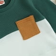 thumbnail image 5 of Okbabeha Fall Winter Toddler Baby Boy Clothes Color Block Crewneck Sweatshirt Jogger Pants Sweatsuit Waffle Outfits Set, 5 of 7