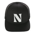 thumbnail image 2 of Daxton Baseball Trucker Hat 3D Capital Alphabet Letters Structured Mid Profile Cap, Black Hat, White Letter N, 2 of 2