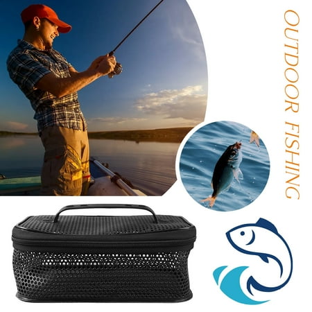 Tnobhg Fishing Gear Bag with Handle Zipper Closure Large Capacity Breathable Mesh Bag Portable EVA Raft Reel Lure Bait Fishing Tackle Storage Case Fishing Accessories