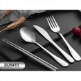 thumbnail image 2 of Juego de 8 Piezas de Vajilla Portátil de Acero Inoxidable, Cuchara, Tenedor, Cuchillo para Carne, Cubiertos de Viaje, Vajilla con Bolsa Negra, 2 of 4
