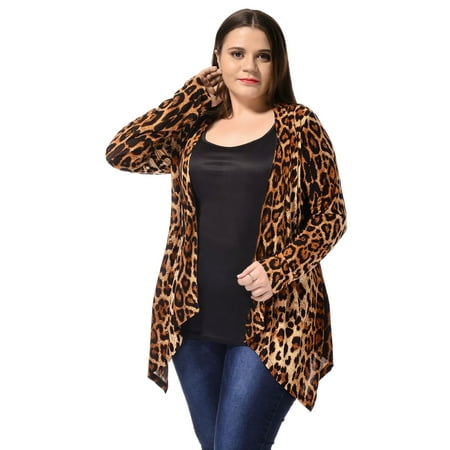 Women's Plus Size Beige Black Front Opening Cardigan 3X
