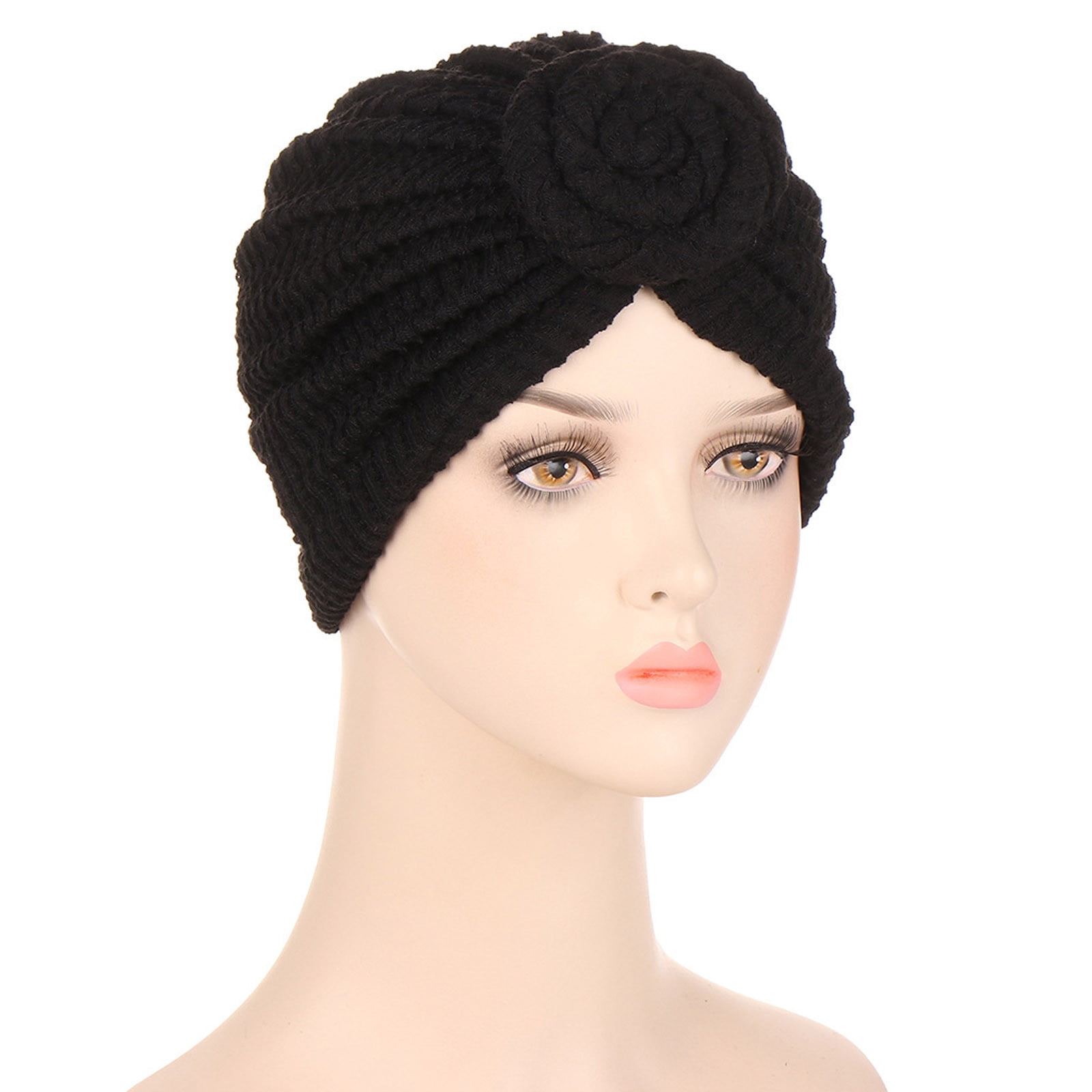 RONGXI Women's Pre-Tied Turban Knot Headwrap Cap - Stretchy Cotton Baseball Style Bonnet