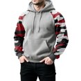 thumbnail image 4 of Men's Pullover Hoodie with Camouflage Print Raglan Long Sleeves Drawstring Hood and Kangaroo Pocket for Casual Wear Light Gray 2XL, 4 of 5