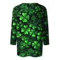 thumbnail image 4 of BLTIBY Womens St. Patrick's Day Sweatshirts 3/4 Sleeve Round Neck Lucky Shamrock Printed Irish Shirt Ireland Fashion Casual Pullover Top 2025 Green L, 4 of 5