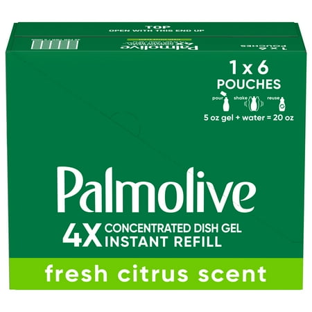 Palmolive 4X Concentrated* Instant Refill Pouches, Fresh Citrus Scent - 5 Fluid Ounce Refills (6 Pack)