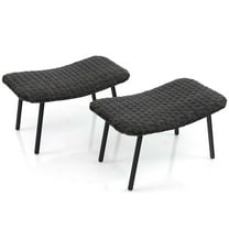Costway Set of 2 Patio Rattan Ottoman with Padded Quick Dry Foam & Heavy-Duty Metal Legs