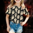 thumbnail image 2 of CAUYDY Girls Halloween T-Shirt Ghost Shirts Spooky Season Kids Graphic Tee Short Sleeve Tops(A01-Silver,3-4 Y), 2 of 4