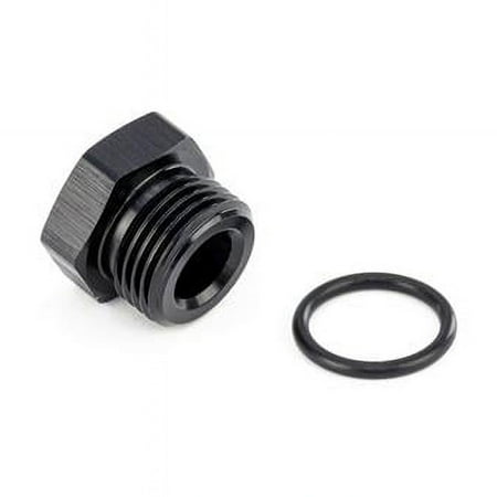 HPS AN814-4 AN Fitting ORB Thread Plug Aluminum Size: AN-4 Sealing Type: Port Thread with O Ring Black