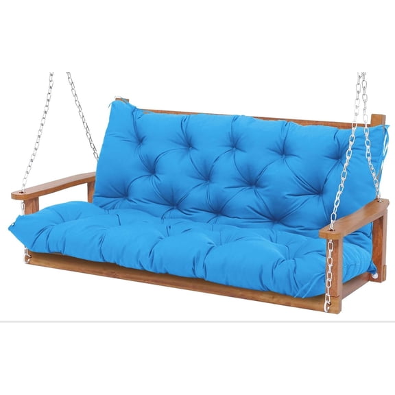Durable Swing Cushions 60 Inch 3 Seater Waterproof Outdoor Replacement Porch Swing Cushions with Backrest Extra Thick 5" for Outdoor Patio Garden Backyard Furniture