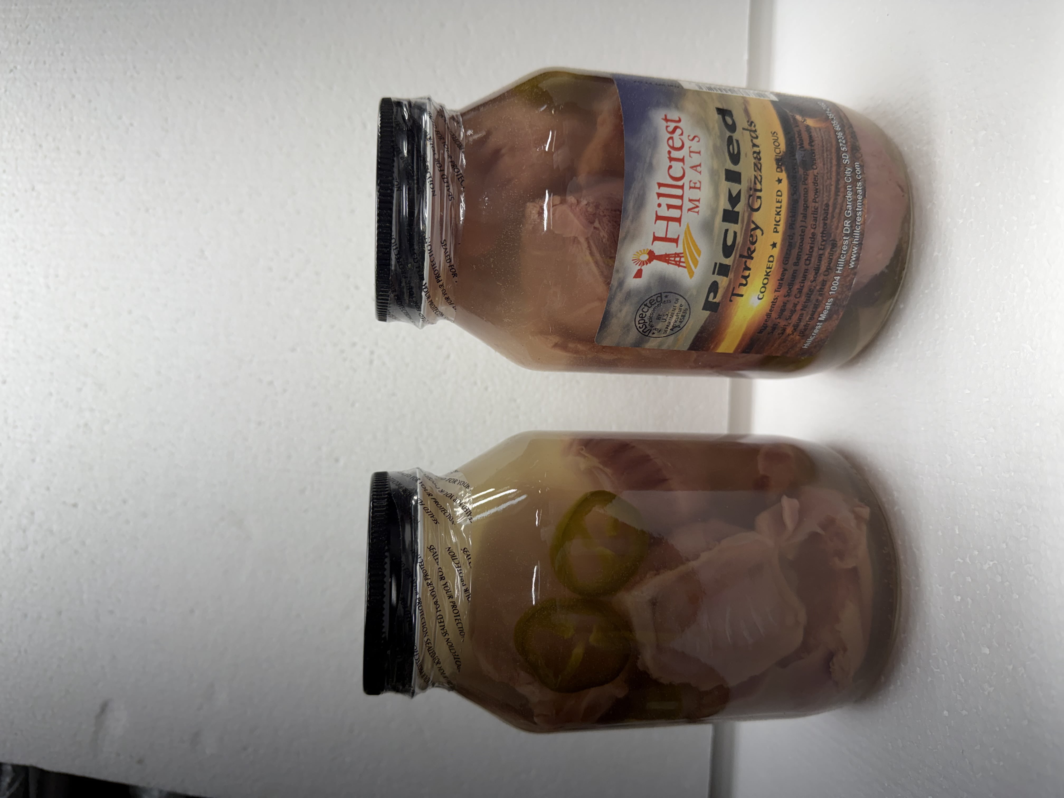 Hillcrest Meats Pickled Turkey Gizzards (2 Pack of 32oz glass jars)