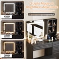 thumbnail image 5 of Advwin Makeup Vanity Desk with LED Mirror, Stool, Power Outlet, Drawers & Cabinet, Black, 5 of 5