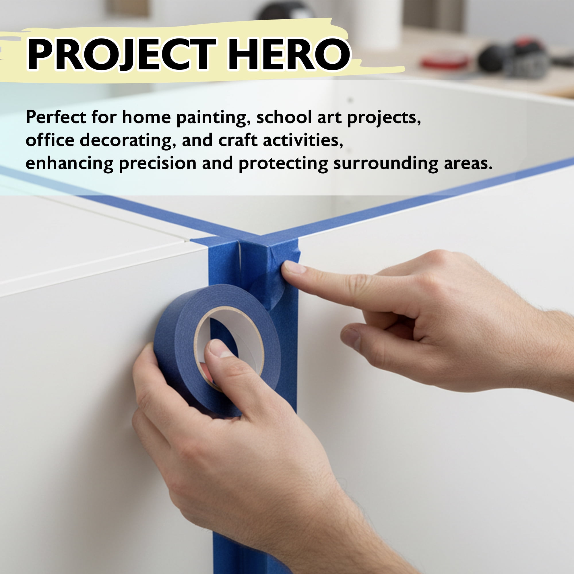 BAZIC Products Blue Painters Tape 1.41 Inches x 60 Yards, 1 Roll, Blue Masking Tape Paint Tapes Easy Removal No Residue