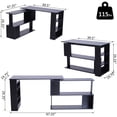 thumbnail image 4 of 360° Rotating Corner Desk L-Shaped PC Workstation Student Writing Table with Storage Shelf Home Office Black, 4 of 7