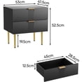 thumbnail image 2 of Semiocthome Black Nightstand Set of 2, Mid Century Modern Night Stand with 2 Wave Fluted Panel Drawers, Bedside Table with Gold Metal Legs, Wide Tabletop Bed Side Table, End Tables for Living Room, 2 of 8