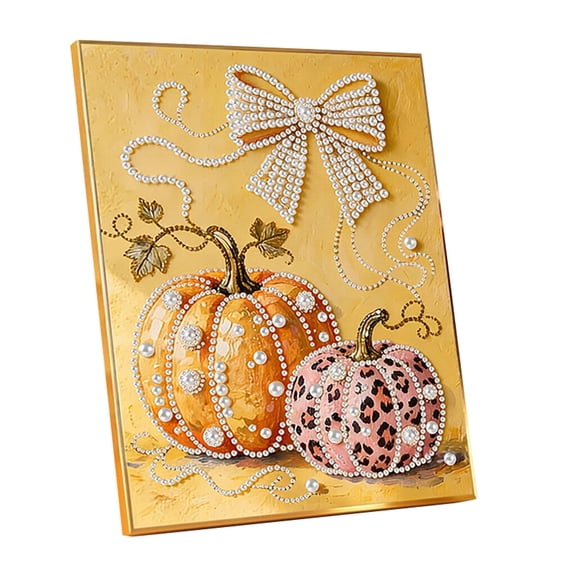 Halloween Pearl Diamond Art Kit Fall Design, DIY Round Drill Bead Painting Set for Adults, Home Wall Decor and Seasonal Craft Projects