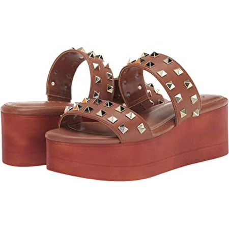 

Madden Girl Everett Women s Wedge Sandals Studded Platform Heels Dark Tan Brown Size: 5