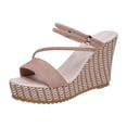 thumbnail image 2 of AXXD Brown Sandals for Women Summer Casual Round Head Sandals Comfy Beach Casual Slipsole Shoes, 2 of 9