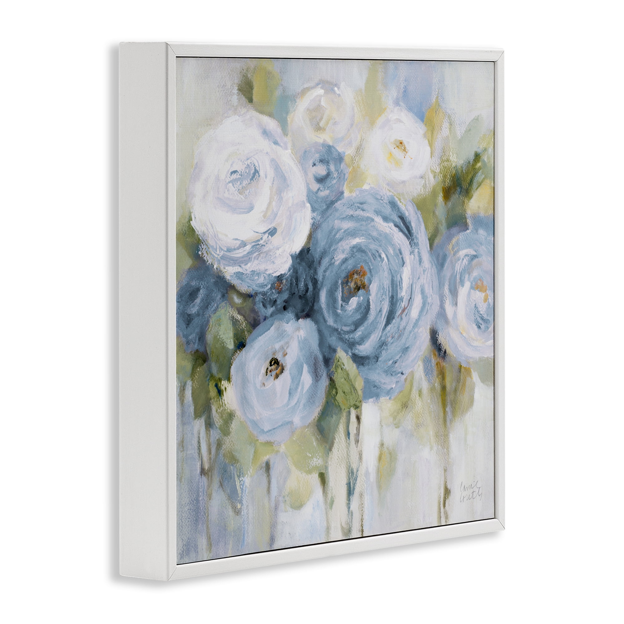 Stupell Industries Softly Blooming In Blues White Framed Giclee Art, design by Lanie Loreth