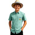 thumbnail image 3 of Toddler Boys Button Down Shirt Festival Plaid Short Sleeve Shirt with Printed Shirts Size 3-4T, 3 of 3