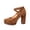 Brown, variant on Women's Faux Suede Platform Pumps, Cross Strap Chunky High Heels with Buckle, Elegant Round Toe Dress Footwear