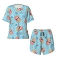 thumbnail image 4 of Qekee I Am A Fan Popcorn Women's Pajama Set Short Sleeve Sleepwear Summer Home Wear with Pockets Soft Short Sleeve Shirt - I Am A Fan Popcorn, 4 of 9