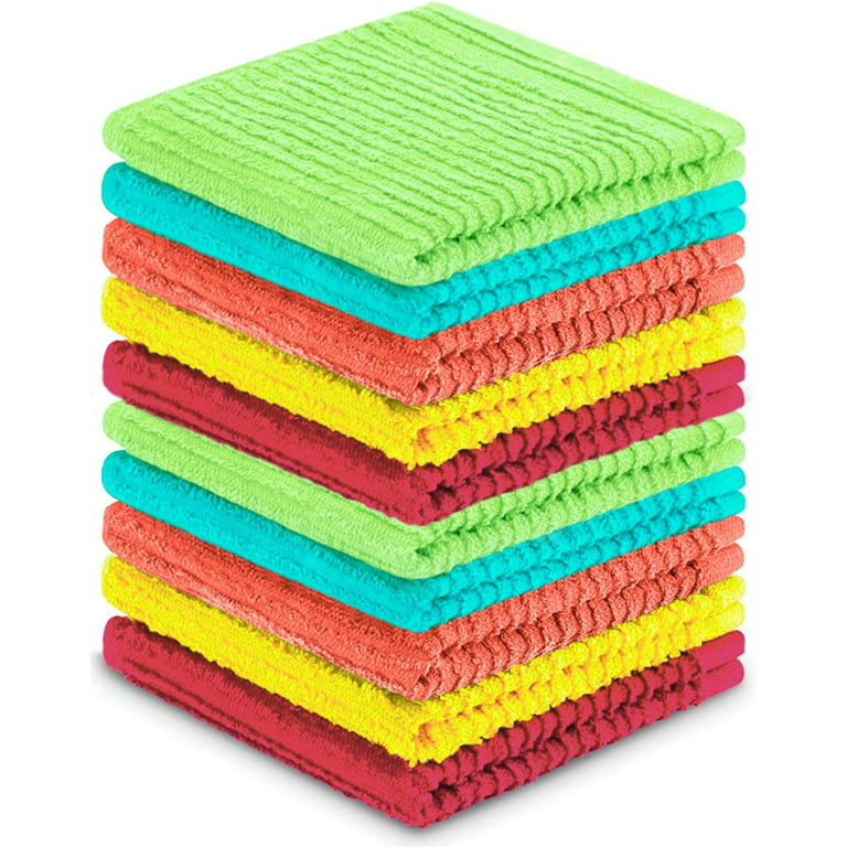 Mia'sDream Microfiber Cleaning Cloth Dish Cloths Waffle Weave Kitchen Dish Cleaning Rags 12inch x 12inch 6 Pack White