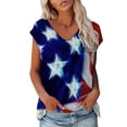 thumbnail image 5 of QLEICOM Womens 4th of July Tops Independence Day Popular American Flag Printed T-shirt Short Sleeve V-Neck Flag Printed Summer Loose Fitting Tee Tops Blouses Blue M, 5 of 6