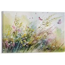 Hieng Bohemian Watercolor Wildflowers Floral Plants Canvas Poster Bedroom Decor Landscape Office Room Decor Gift