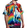 thumbnail image 2 of Robot Unicorn Attack Men's Short Sleeve Beach Shirts, Casual Poplin Button Down Shirt, Summer Casual Printed Unisex Shirts, 2 of 6
