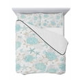 thumbnail image 7 of Quilts Twin-XL Size Bedding Set, Turquoise Coastal Lightweight Quilted Comforter, Summer Beach Coral Sea Turtle Starfish Reversible Bedspread Coverlet with Pillow Covers for All Season, 68" x 98", 7 of 7