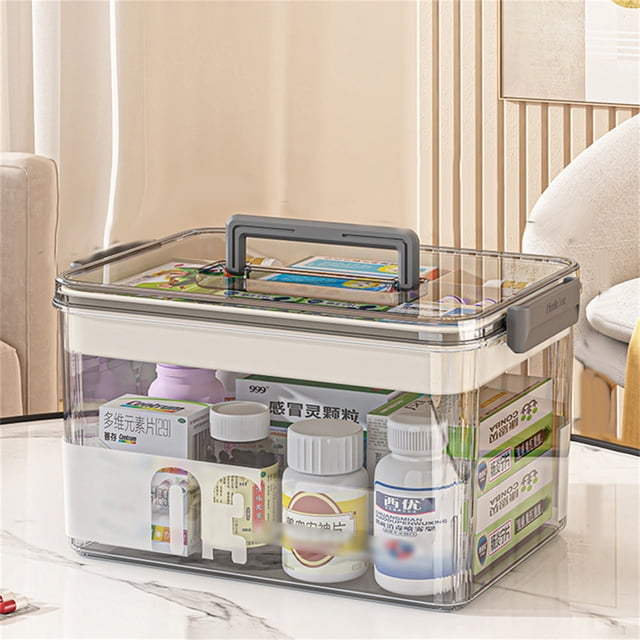 SuChun Boîte de Rangement pour Produits Boîte de Rangement Transparente Kit Rangement Articles Rangement Transparent Boîte de Rangement à Compartiments Multiples pour Articles Ménage Grande Capacité Boîte de Rangement Gris