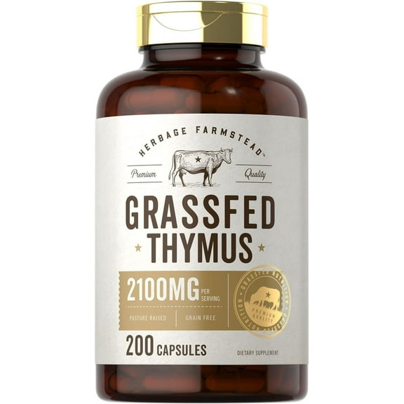 Grass Fed Beef Thymus | 2100mg | 200 Capsules | by Herbage Farmstead