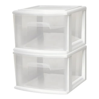 Homz 5-Drawer Wide Plastic Storage Tower with Organizing Tray and