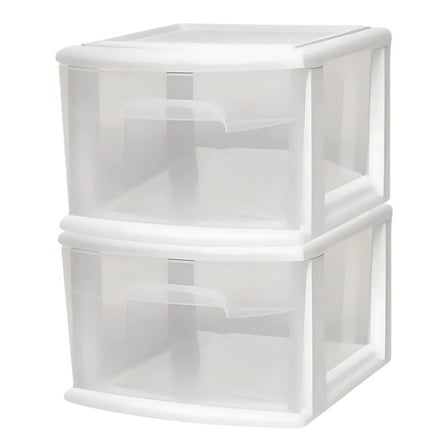 Open Box Homz Plastic 1 Drawer Medium Storage Cart White w/Clear Drawer, 2 Pack