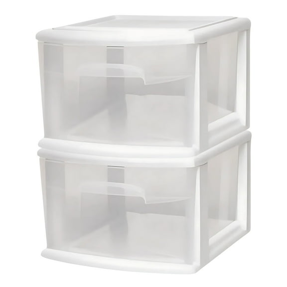 Open Box Homz Plastic 1 Drawer Medium Storage Cart White w/Clear Drawer, 2 Pack